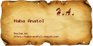 Haba Anatol névjegykártya